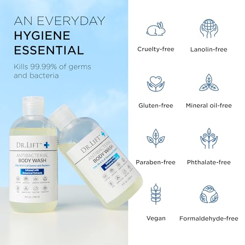 Dr. Lift Antibacterial Body Wash, Lemon, Spirulina, Vegan, 8 Fl Oz