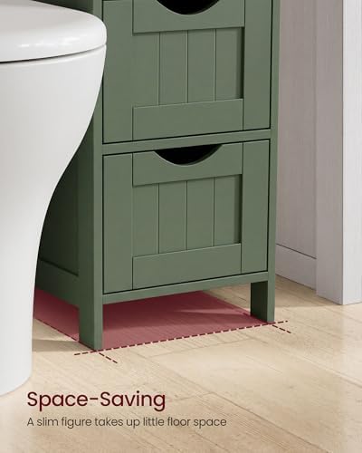 VASAGLE Floor Storage Cabinet, Freestanding Storage Organizer with 4 Drawers, 11.8 x 11.8 x 32.3 Inches, for Living Room, Bathroom, Dining Room, Kitchen, Modern Style, Cloud White ULHC040WH01S