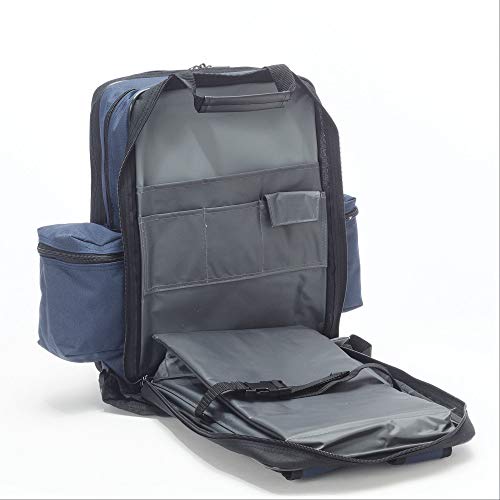 21st Century Plus Home Care Backpack: Waterproof 600D, Ergonomic Straps, Lockable Zippers - Laptop Sleeve & Mesh Pockets, 11.5"x9"x16", Navy