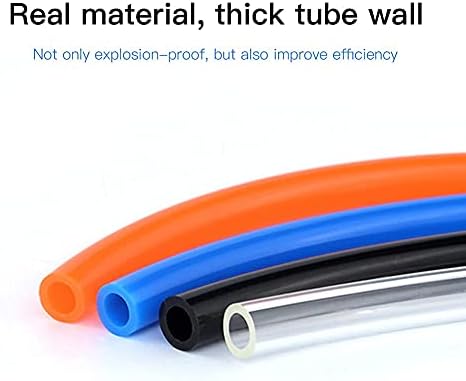 Quickun Pneumatic Tubing 3/8" Tube OD PU Polyurethane Tube Air Hose Line for Air Compressor Fitting or Fluid Transfer (Black 32.8ft)