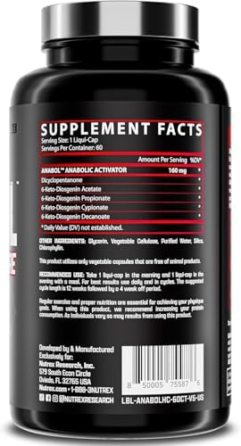 Nutrex Research Anabol Hardcore Anabolic Activator, Muscle Builder and Hardening Agent, 60 Pills Fast Acting Liquid Capsules - 1 Month Supply