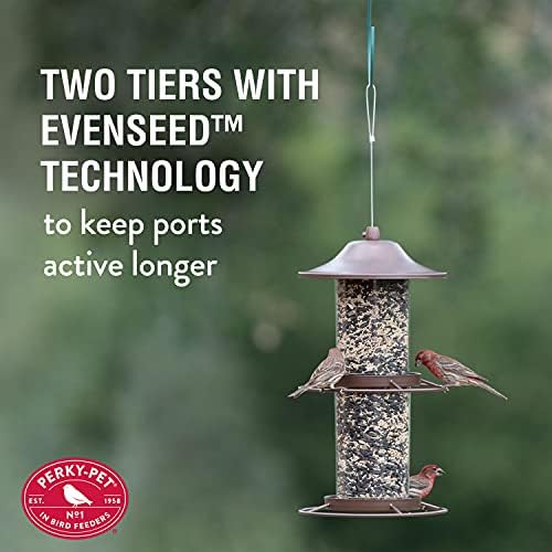Perky-Pet Large 2-Tier Panorama Wild Bird Outdoor Feeder with Hanging Hook - 325SCOMBO-1SR - 4.5 lb Seed Capacity - Durable Construction - Versatile