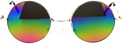 SA106 Reflective Color Mirrored Hippie Groove Round Circle Lens Retro Sunglasses
