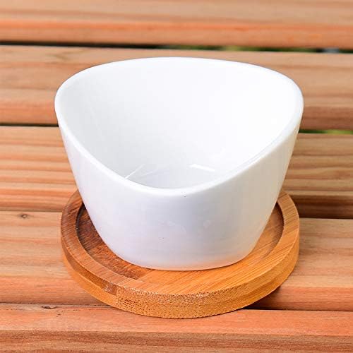 Succluent Pots ，Small Flower Pots Planter Pots with Drinage,Ceramic Flowers Pots with Bamboo Tray for Cactus(12 Pack)