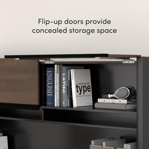 Bestar Connexion U-Shaped Workstation with Three Drawers, 72W, Slate/Sandstone | With Three Drawers; Durable 1" commercial grade work surface with melamine finish that resist scratches; for home office use