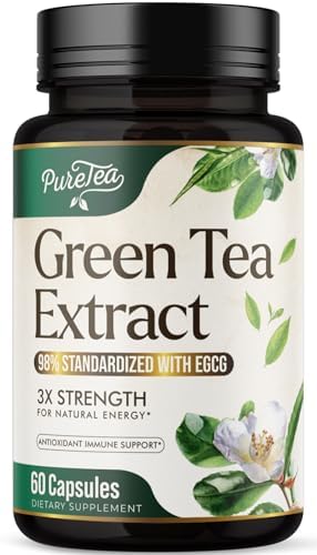 Green Tea Extract 1000mg Per Serving - 98% Polyphenols & 45% EGCG Capsules, Heart Support with Antioxidants - 3X Absorption Green Tea Pills Supplement, Natural Energy, Gentle Caffeine - 240 Capsules