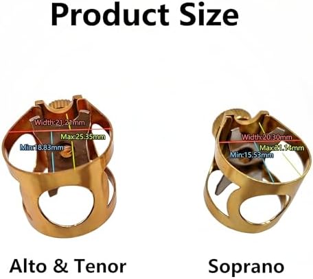 Professional Alto Saxophone Ligature for Metal Mouthpiece - Upgraded Single Screw Design, Gold Brass Ligature with Protective Cap for Slim Alto Sax Metal Mouthpieces
