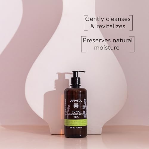 APIVITA Tonic Mountain Tea Shower Gel | Gently Cleanses, Revitalizes & Preserves Moisture with Mountain Tea, Propolis & Essential Oils
