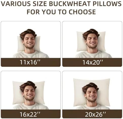 Organic Buckwheat Pillow for Sleeping with Organic Cotton Pillowcase
