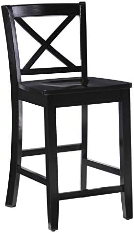 Linon Home Dcor Black X Back Counter Stool, 16" W x 17.91" D x 37.01" H