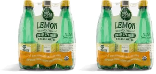 Whole Foods Market, Lemon Sparkling Mineral Water, 16.9 Fl Oz, 6 Count