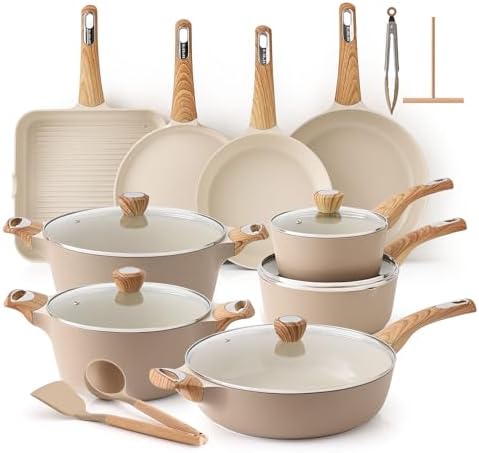 SENSARTE Ceramic Cookware Sets, Pots and Pans Set Non stick, Non toxic Healthy Induction Cookware, 26 Pcs Nonstick Kitchen Cooking Set, w/Frying Pans Set, Saucepans Set