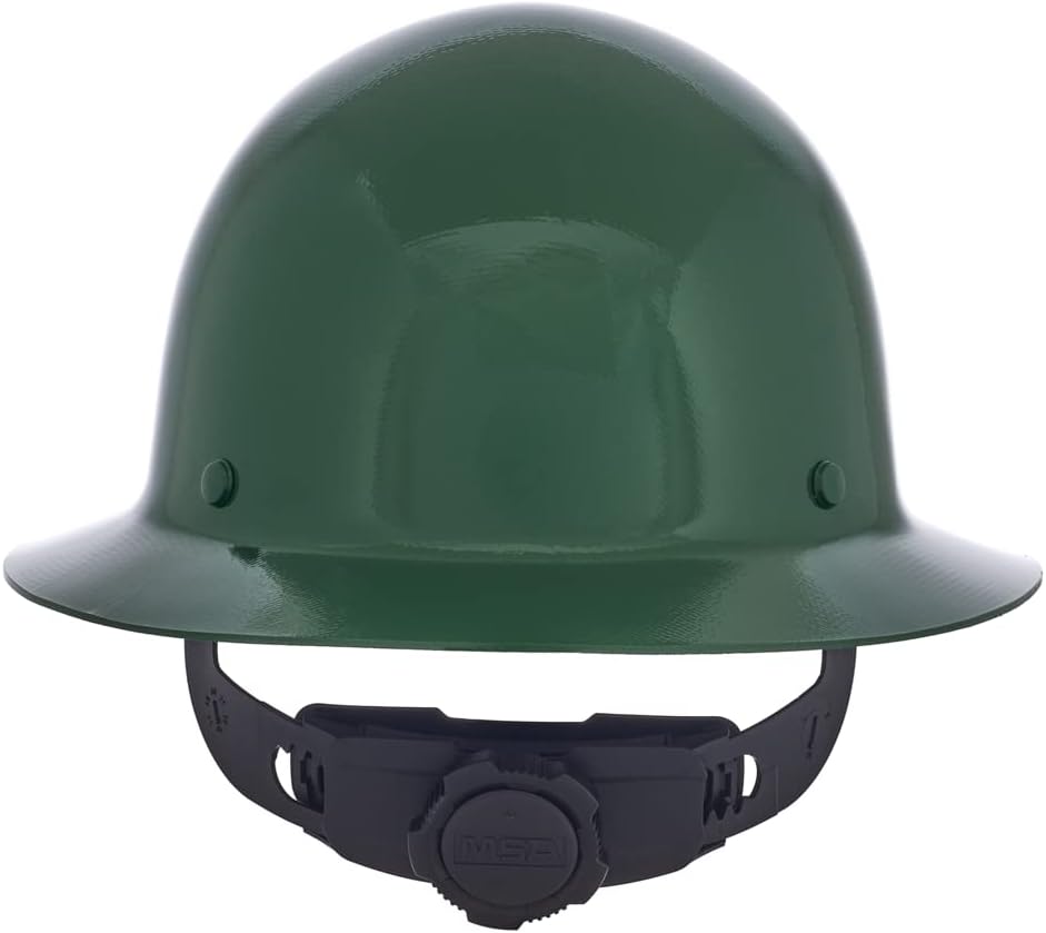 MSA Skullgard Full-Brim Hard Hat with Suspension - Non-Slotted Cap, Made of Phenolic Resin, Radiant Heat Loads up to 350F, Standard Size Hard Hat | Fas-Trac III Ratchet Suspension