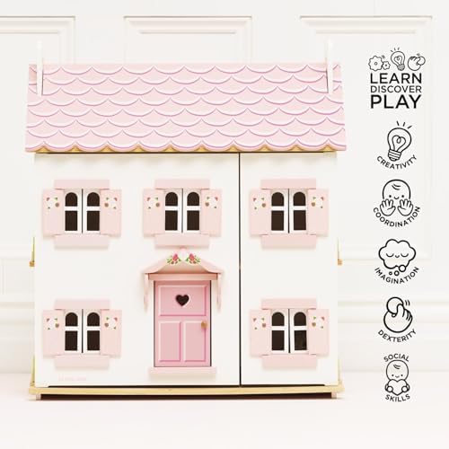 Le Toy Van Iconic Sophie's Large Wooden Doll House | Wooden Iconic Dollshouse, FSC Certified Wood, Plastic Free, Rigorously Safety-Tested
