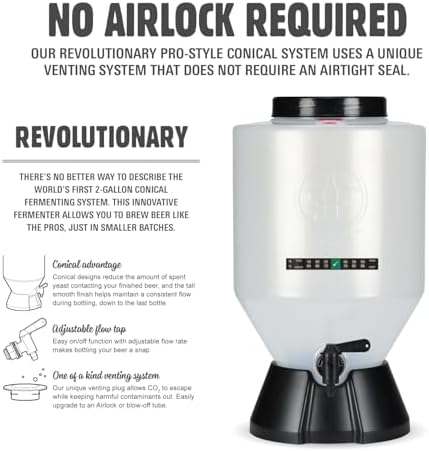 Hard Cider Kit Extra – NO AIRLOCK OR Siphon Required – Conical Fermenter Eliminates Sediment and Makes Wicked-Good Home Made Hard Cider - 2 Gal.