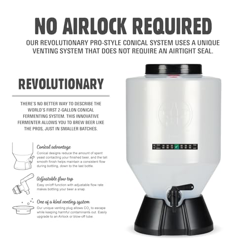 Conical Fermenting System - NO AIRLOCK OR Siphon Required - Made of BPA Free Food Grade Plastic that imparts Zero unwanted Flavors into Your Brew!