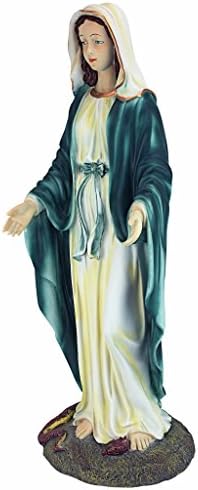 Design Toscano Anne with Young Mother Mary Holy Religious Garden Statue, 12 inches wide, 21 inches tall, Cast Stone Resin, Antique Stone Finish