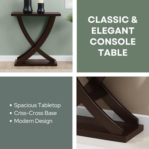 Convenience Concepts Newport Cross Step Console Table, Espresso
