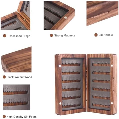 M MAXIMUMCATCH Maxcatch Black Walnut Wooden Fly Box Hand Made Premium Fishing Tackle Box