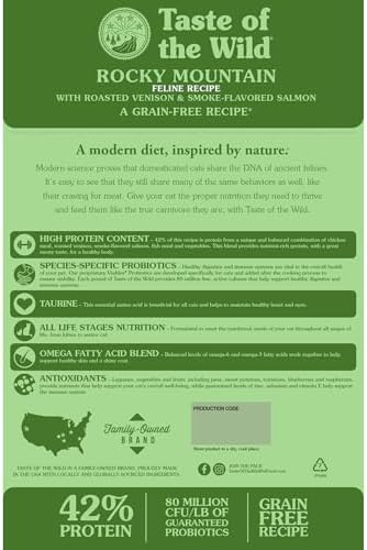 Taste of the Wild Rocky Mountain Dry Cat Food, Roasted Venison, 5lb | Kitten, Adult & Senior Cats | High Protein | Grain Free Recipe* | Nutrient Dense to Help Support Peak Health