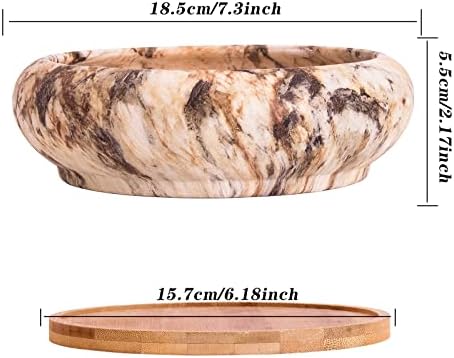 Succulent Pots, 7.3'' Large Bonsai Pots with Tray, Shallow Planters