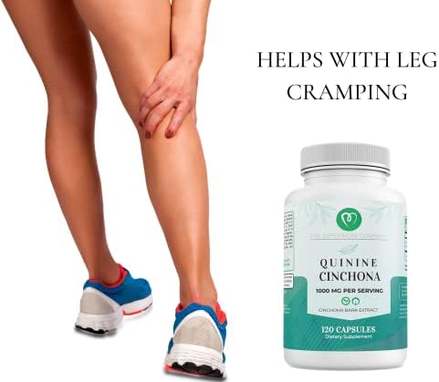 Quinine Cinchona Bark Extract 1000 mg – Herbal Supplement for Muscle & Leg Cramp Relief, Digestive Support & Immune Health – 120 Capsules, Non-GMO