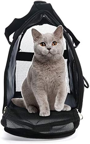 MuchL Cat Carrier for Cats Soft-Sided Travel Pat Carrier for Cat with Wooden Padding Board Airline Approved Lightweight Comfortable Cat Bag for