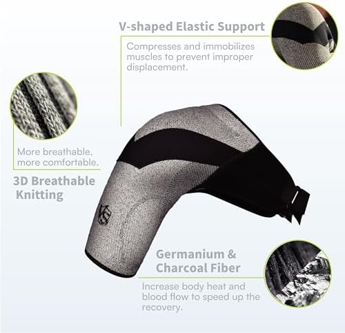 Vital Salveo Shoulder Brace Compression Sleeve Wrap with Support and Stability Breathable for Shoulder Pain Dislocated Rotator Cuff Tendinitis (1PC)