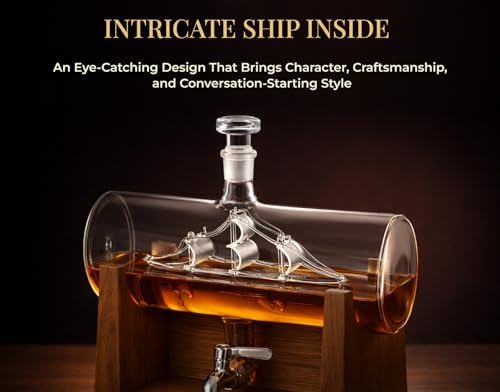 Jillmo Ship Whiskey Decanter Set for Men, 1250ml