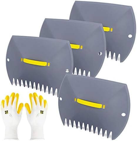 Jardineer Leaf Scoops Hand Rake, Lightweight Leaf Grabber, Grey Leaf Collector, Leaf Picker Upper for Leaves, Grass, Lawn Clippings