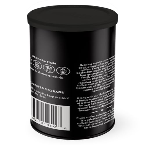 Lavazza Espresso Ground Coffee, Medium Roast, 100% Arabica, 8 oz Tin (Pack of 4)