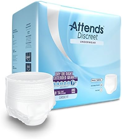 Attends Overnight Underwear for Adult Incontinence Care with ConfidenceCuff™ Protection, Overnight Absorbency, Unisex, X-Large, 12 Count (x4) | Unisex