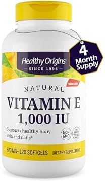 Healthy Origins Vitamin E 1,000 IU, Natural Mixed Tocopherols, 120 softgels