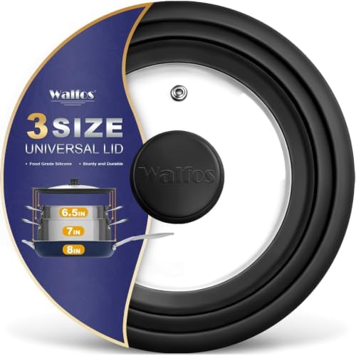 Universal Lid for Pots, Pans and Skillets - Tempered Glass with Heat Resistant Silicone Rim, Fits 10", 11" and 12" Diameter Cookware, Round