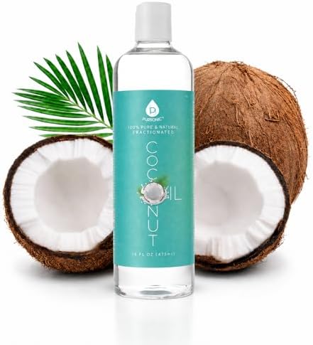 Pursonic Pure Unscented Fractionated Coconut Oil - 16 Oz Multipurpose Oil for Skin, Hair, Body Massage & Makeup Removal - Carrier Oil for Essential Oils and Aromatherapy
