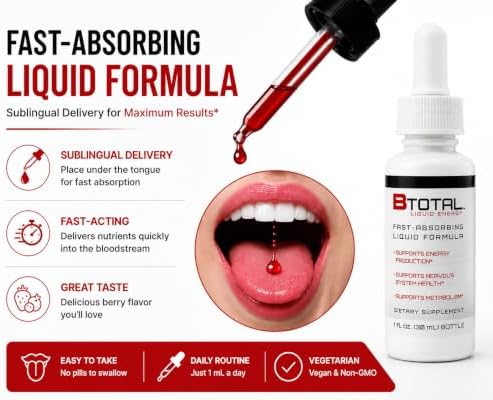 Sublingual Vitamin B Complex Liquid Drops, B12, Berry, 2 fl oz | Fast sublingual liquid B-complex with B12 for energy
