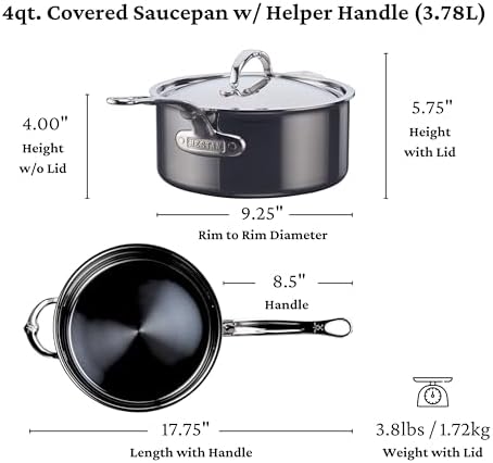 Hestan - NanoBond Collection - Stainless Steel Titanium Sauce Pan, Induction Cooktop Compatible, 4 Quart