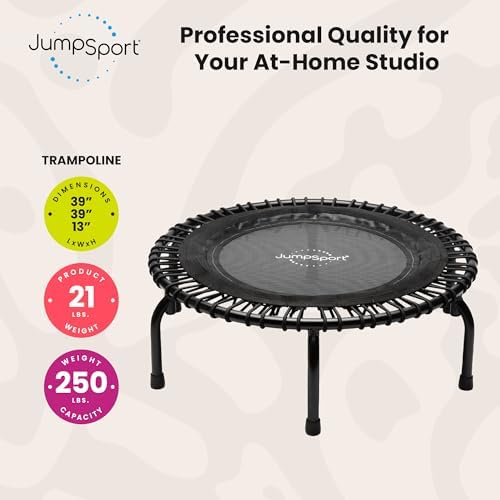 JumpSport Workout Rebounder for Adults, Mini Fitness Trampoline