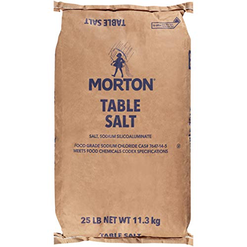 Morton Table Salt, Non-Iodized Salt, 25 Pound | Non iodized salt for cooking, baking, and refilling salt shakers