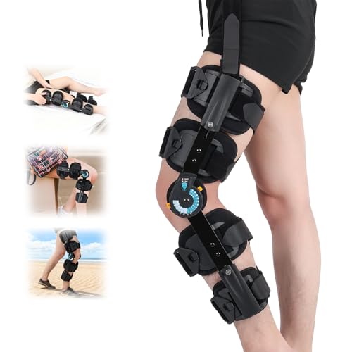 Hinged ROM Knee Brace with Adjustable Locking Dial 0°-120° | Post Surgery Knee Immobilizer & Stabilizer for ACL