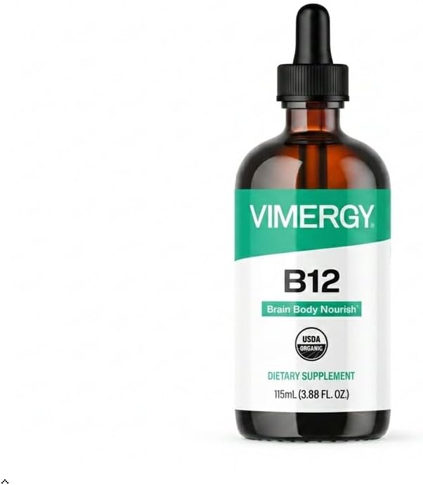 Vimergy Liquid Vitamin B12 Brain Function, 2500 mcg, Organic, 30 Servings | Brain Body Nourish*, Supports Oxygen and energy to the Brain*, Methylcobalamin & Adenosylcobalamin, Vegan, Non-GMO