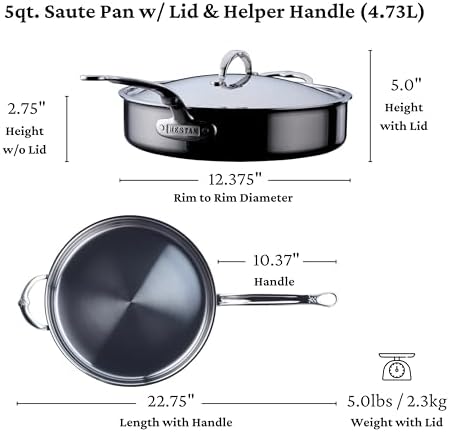Hestan - NanoBond Collection - Stainless Steel Titanium Sauté Pan, Induction Cooktop Compatible, 5 Quart