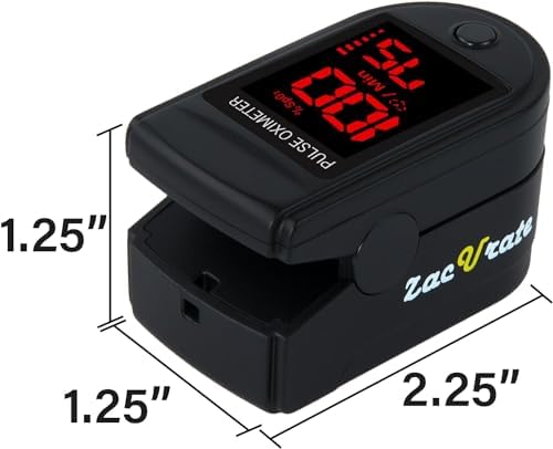 Zacurate 500 Series Fingertip Pulse Oximeter Blood Oxygen Saturation Monitor with Silicon Cover, Batteries and Lanyard, Royal Black