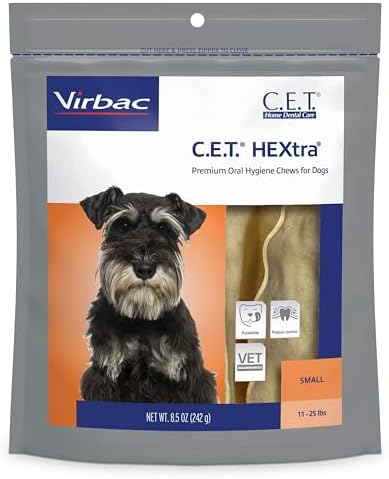 Virbac C.E.T. Hextra Premium Oral Hygiene Chews for Dogs, Large | Rawhide dog dental chews, long lasting dog chews, beefhide rawhide chews reduces plaque and tartar