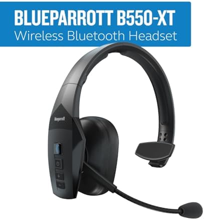 BlueParrott B550-XT Bluetooth Headset | 96% noise canceling headset for truck drivers; voice control, IP54-rated, 24 hr talk time