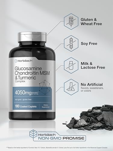Horbäach Glucosamine Chondroitin MSM | 180 Caplets | with Turmeric