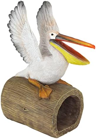 Design Toscano Coastal Decor Ocean's Perch Pelicans Garden Bird Statue, 9 Inch Wide, 24 Inch Tall, Cast Stone Resin, Full Color Finish