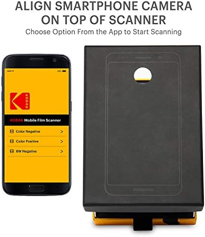 KODAK Mobile Film Scanner, 35mm Negative Scanner & Slide Viewer, App-Based | Scan and view old 35mm color and B&W negatives and slides, LED backlit