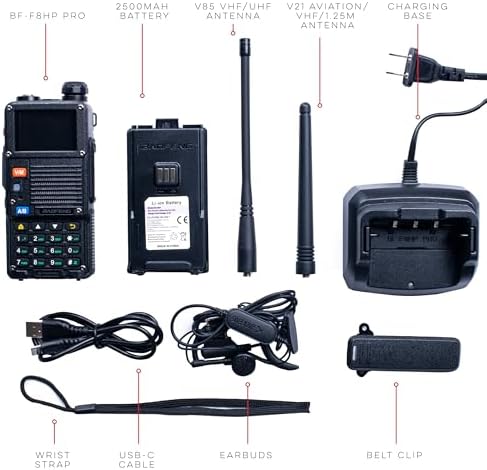 BAOFENG BF-F8HP PRO 10 W Tri-Band Two-Way Radio – UV-5R 7th Gen, 1000 Channels, GPS & NOAA Weather, Aviation/VHF/UHF/1.25 m Scanner, IP54 Rugged