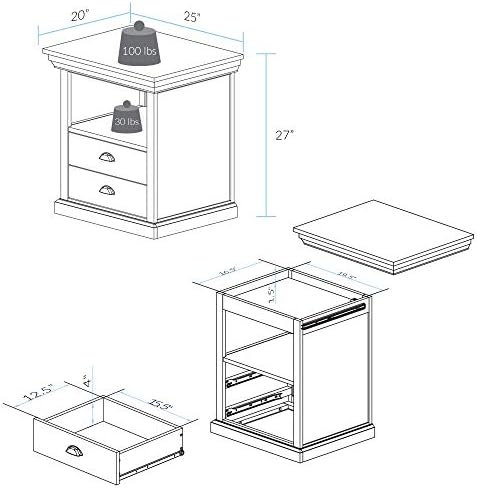 Casual Home Lincoln Nightstand Compartment, Concealment Furniture, Mocha